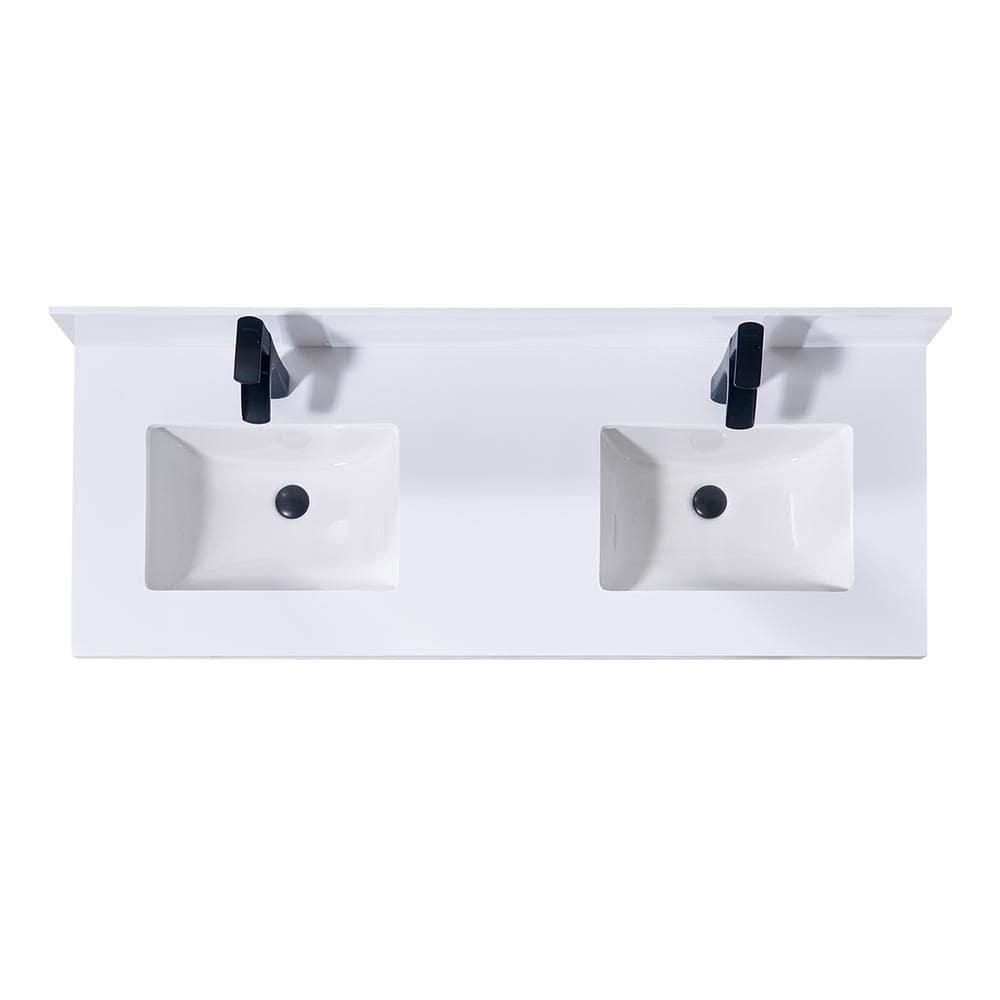 61'' Stone Double Bathroom Vanity Top with Sink