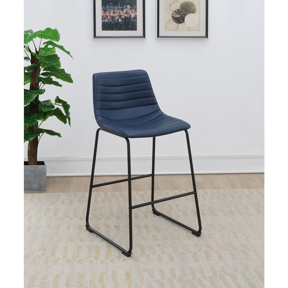 Coaster Zuni Rustic Faux Leather Upholstered Counter Chair in Blue