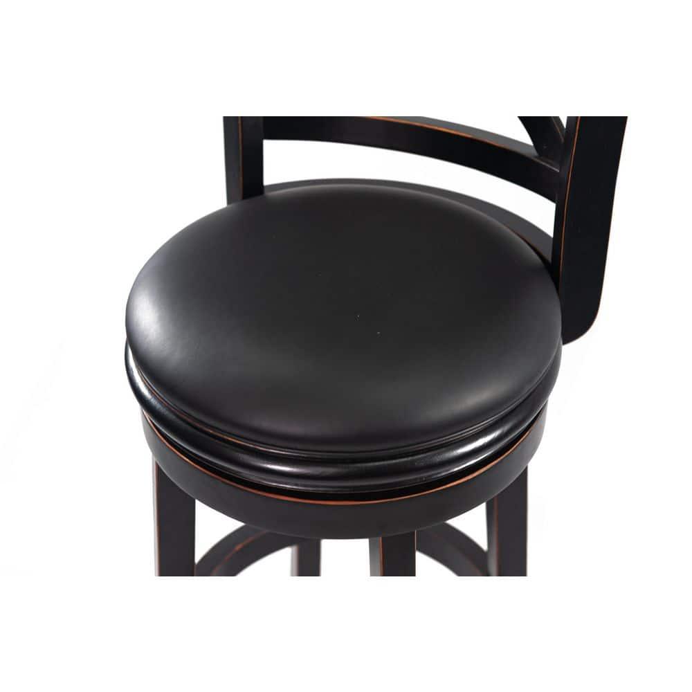 29" Florence Swivel Hardwood Barstool Black - Boraam: Upholstered, High Back, Counter Height
