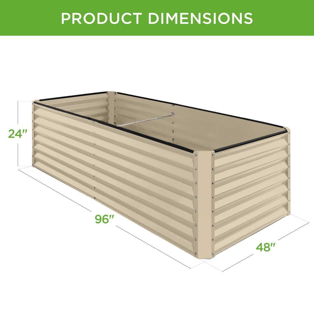 Best Choice Products 8x4x2ft Outdoor Metal Raised Garden Bed, Planter Box for Vegetables, Flowers, Herbs - Beige