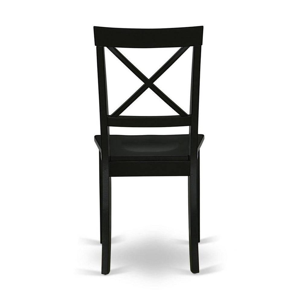 East West Furniture Dublin Table and X-back Chair Set with Wood Seat in Black
