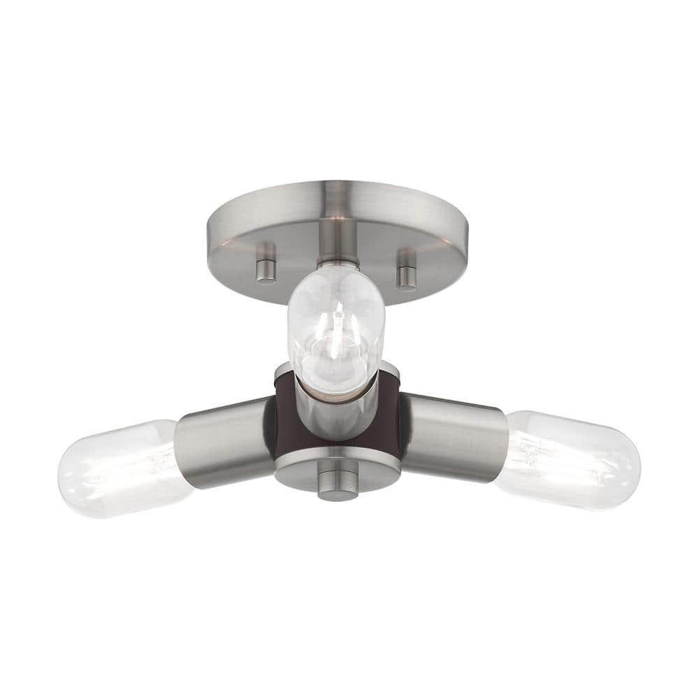Livex Lighting Copenhagen 3 - Light Flush Mount in  Brushed Nickel