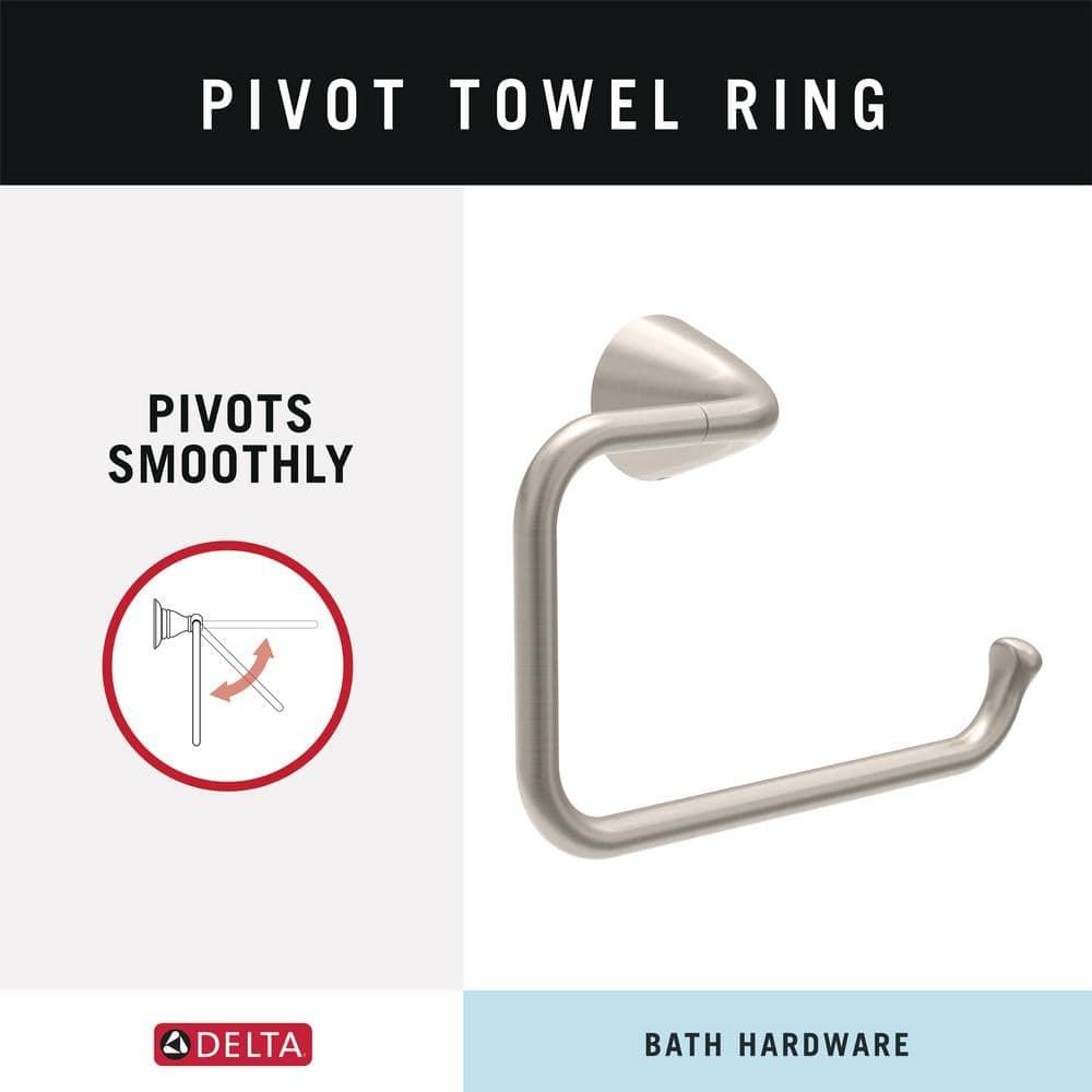 Delta Arvo Wall Mount Square Open Towel Ring Bath Hardware Accessory in Brushed Nickel ARV46-DN