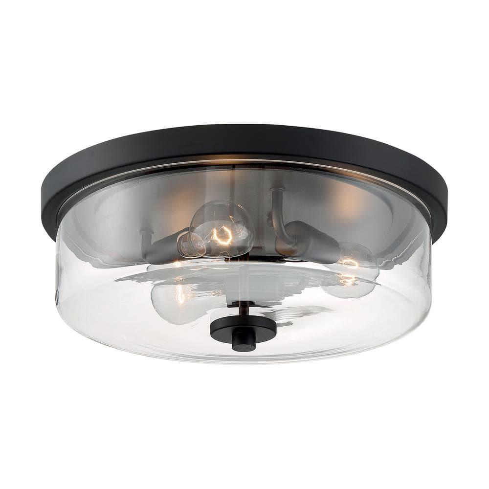 Sommerset Matte Black 15" Contemporary Flush Mount Light