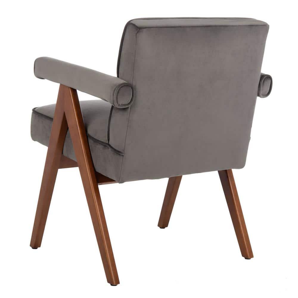 Suri Mid Century Arm Chair - ACH4508 - Dark Grey/Walnut - Safavieh