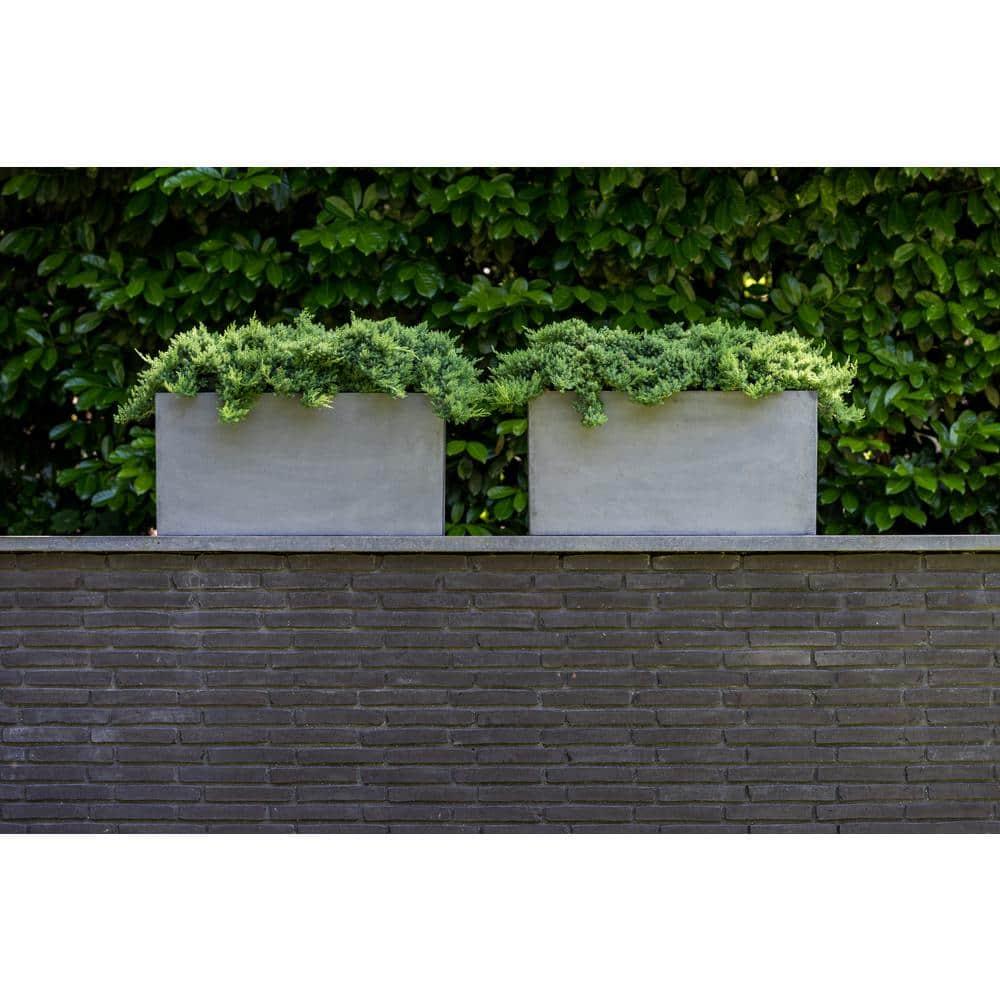 Pottery Pots USA Inc. Pottery Pots Jort Small Fiberstone Indoor Outdoor Modern Rectangle Planter, 16 Inch Tall Grey 16"x32"x12"