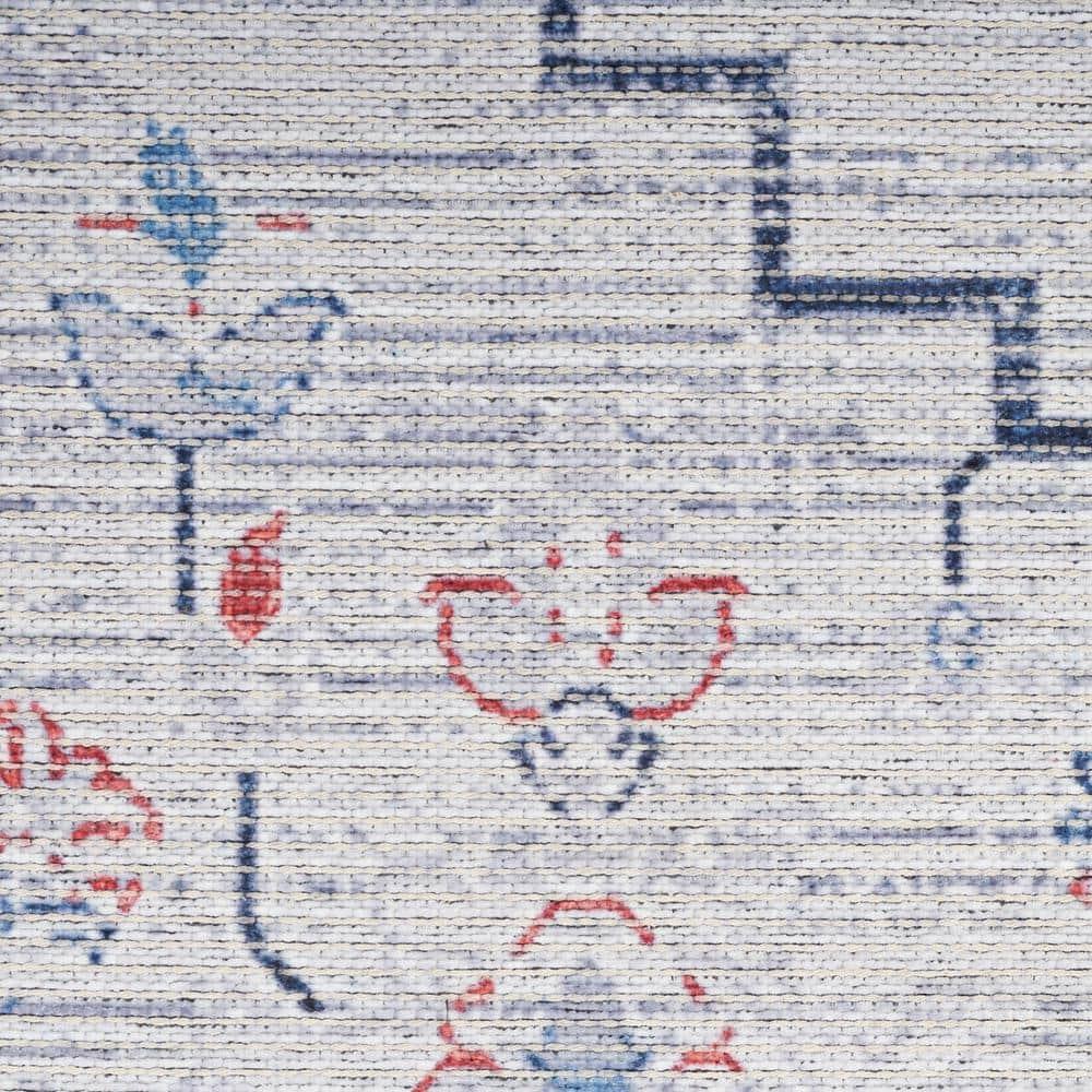 Bungalow Rose Oriental Machine Washable Area Rug in Gray