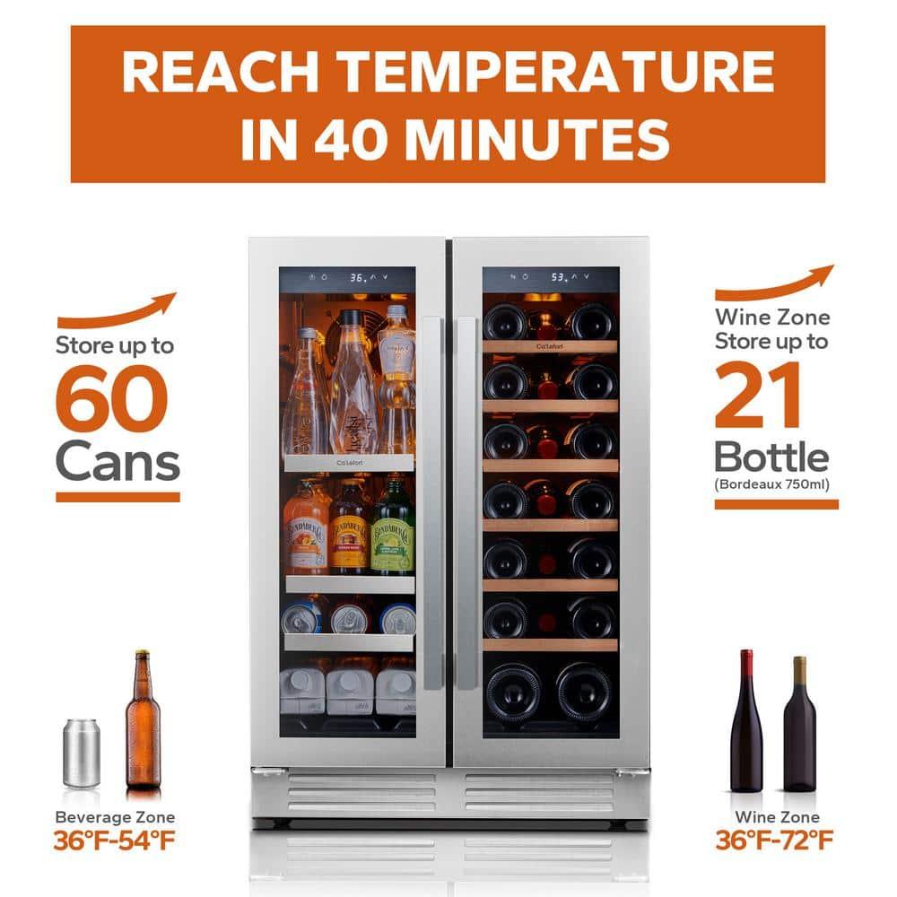 Ca'Lefort 24 Inch Dual Zone Stainless Steel Wine and Beverage Refrigerator