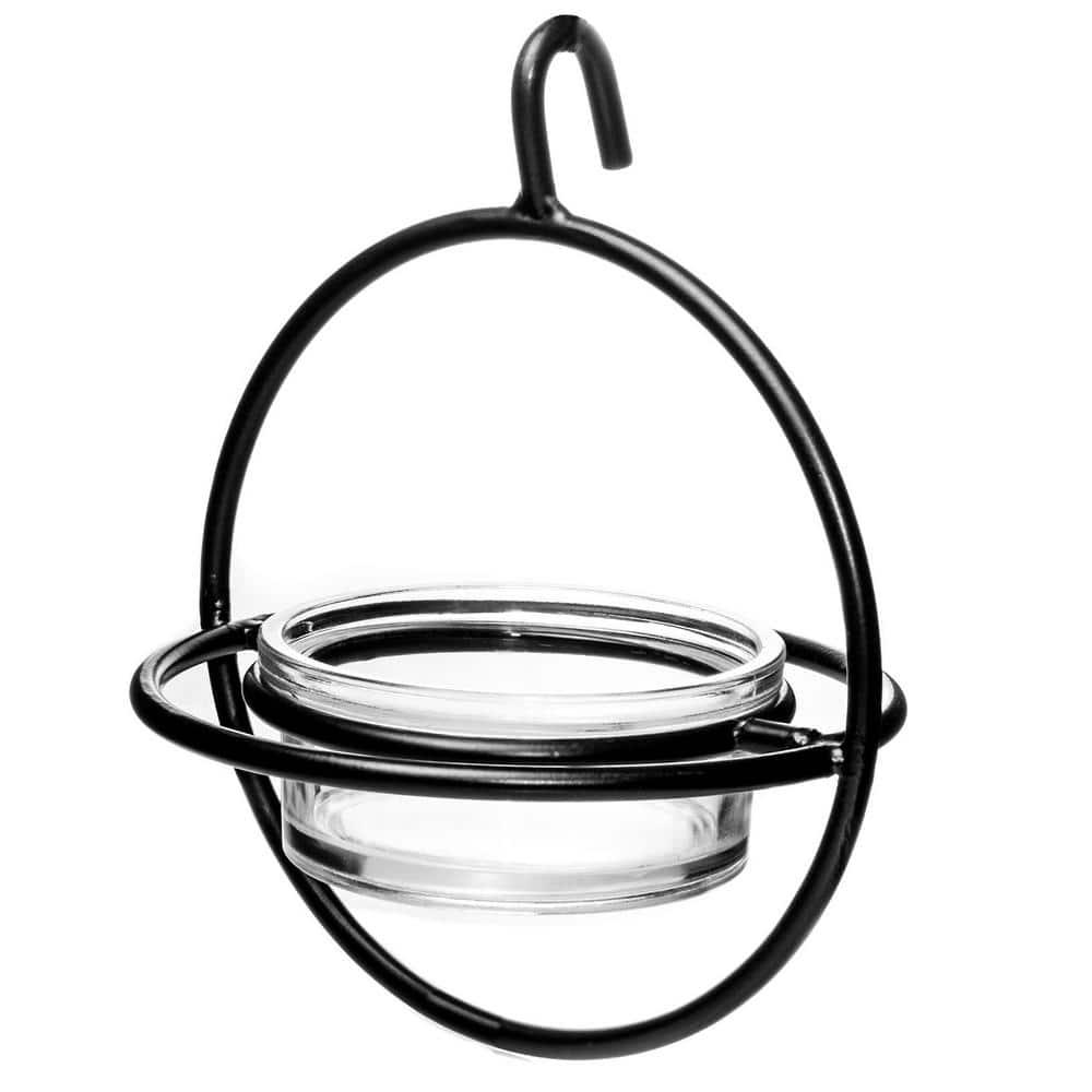 Monarch Abode Hanging Zazu Bird Feeder with Clear Glass Bowl, Perch, Outdoor Decor for Garden Backyard Patio
