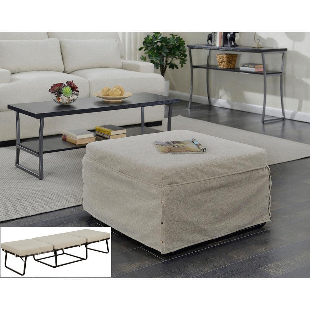 Convenience Concepts Designs4Comfort Folding Bed Ottoman, Soft Beige Fabric