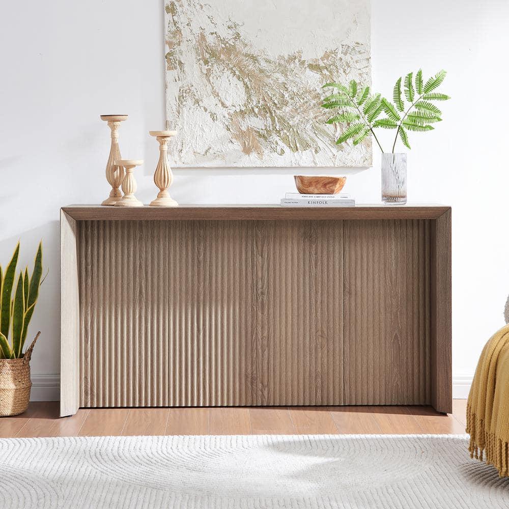Evelyn&Zoe Modern/Contemporary 56" Wide Antiqued Gray Oak Console Table