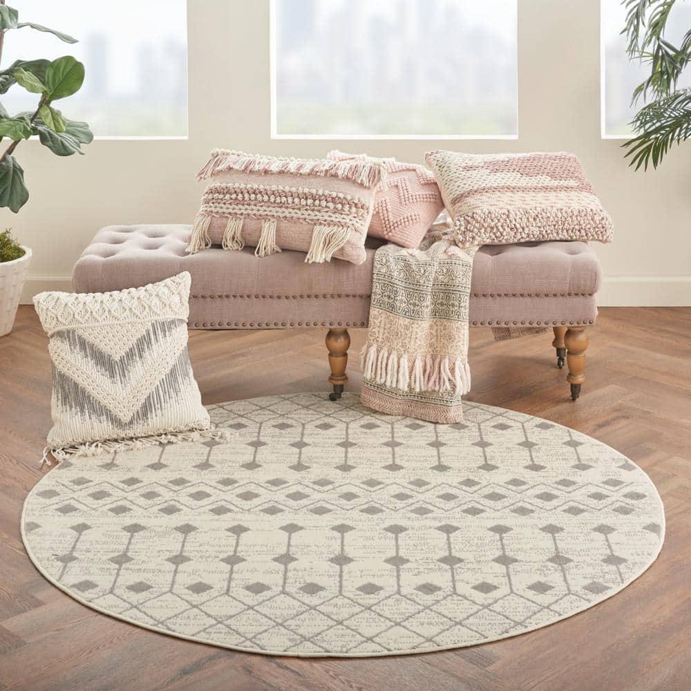 Nourison Grafix GRF37 Indoor Area Rug Ivory/Grey 5'3" x ROUND