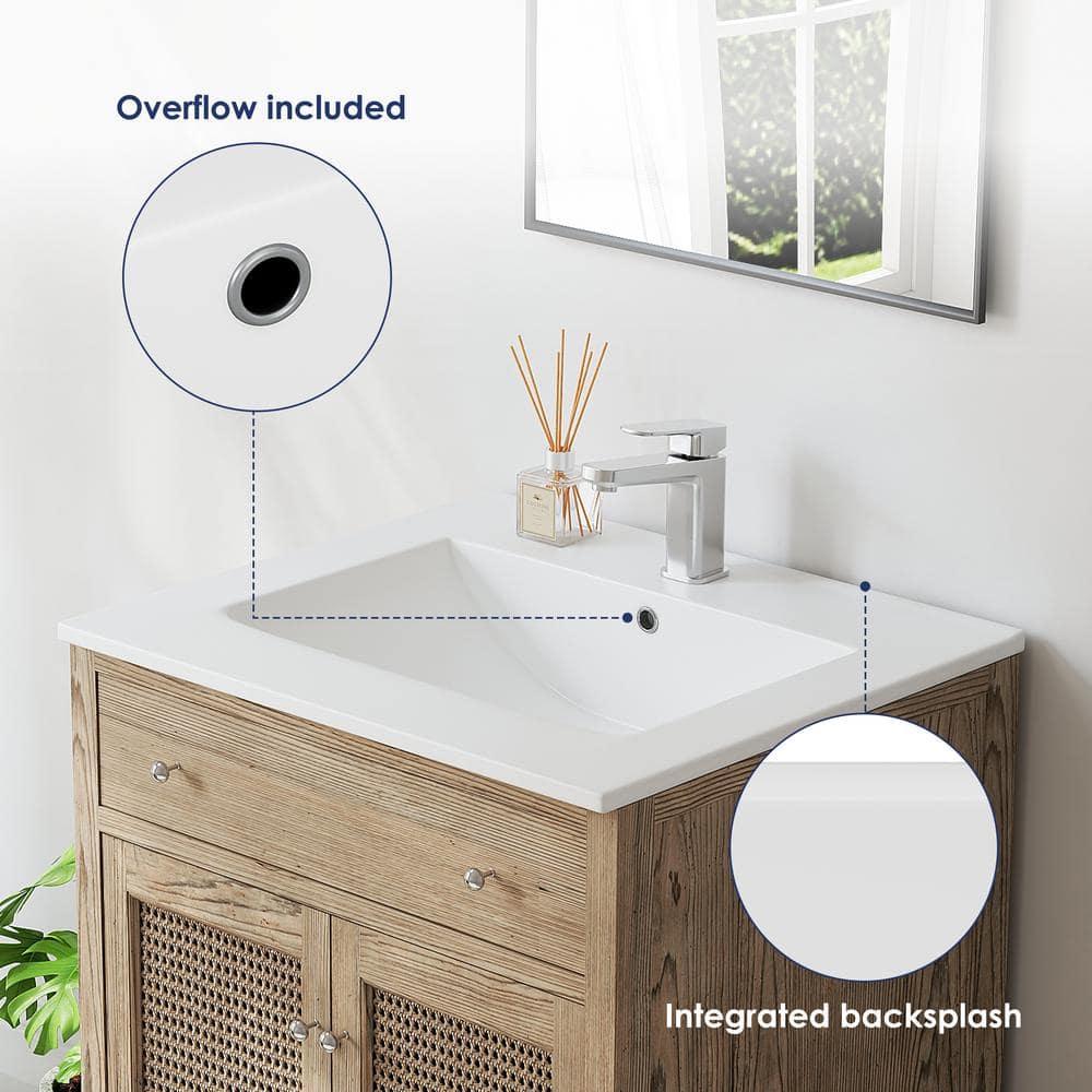 Eridanus Dayton 25" W x 22" D Vitreous China Vanity Top Sink in White with Single Faucet Hole (Sink Only)