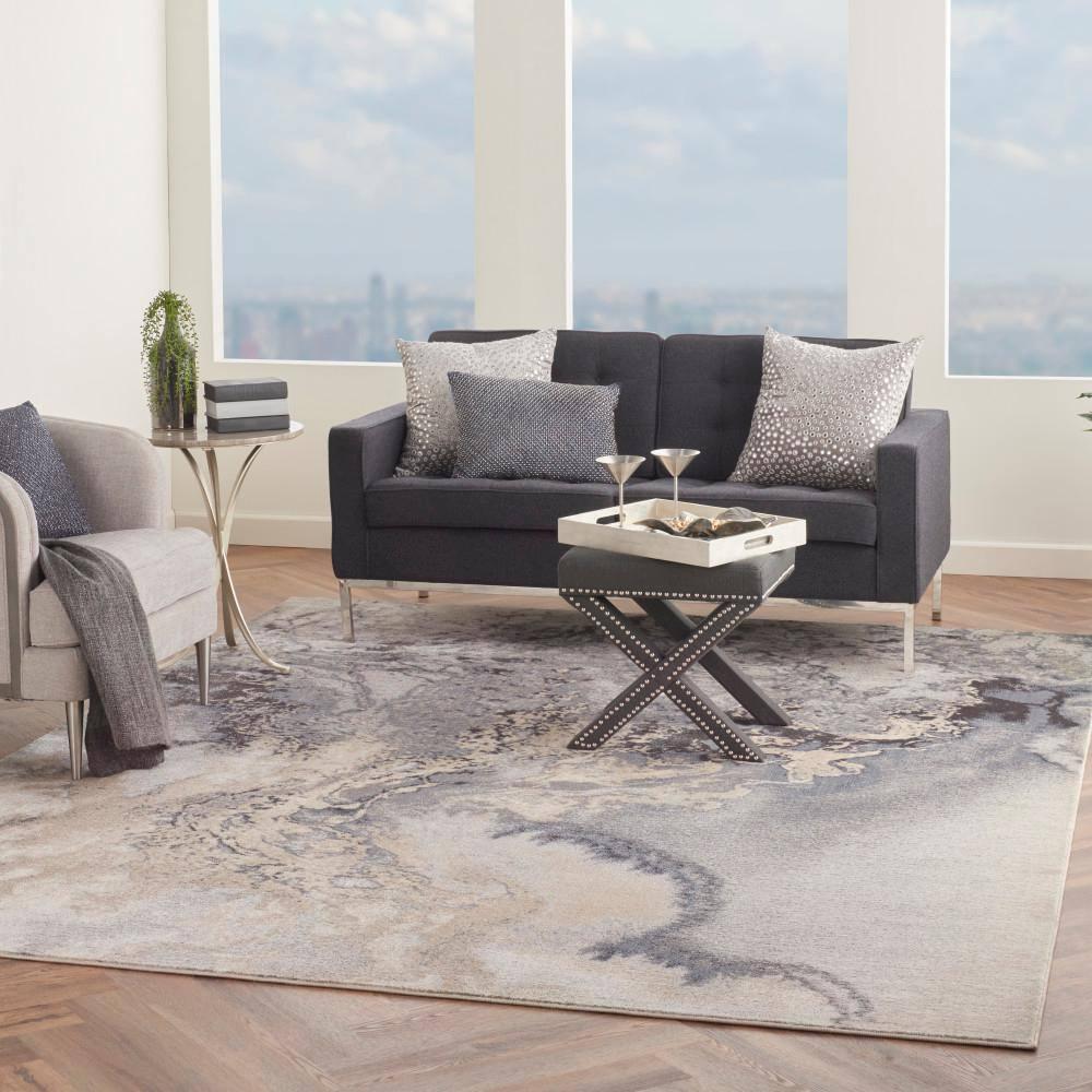 Nourison Maxell Modern Abstract Indoor Area Rug Grey 9'3" x 12'9"