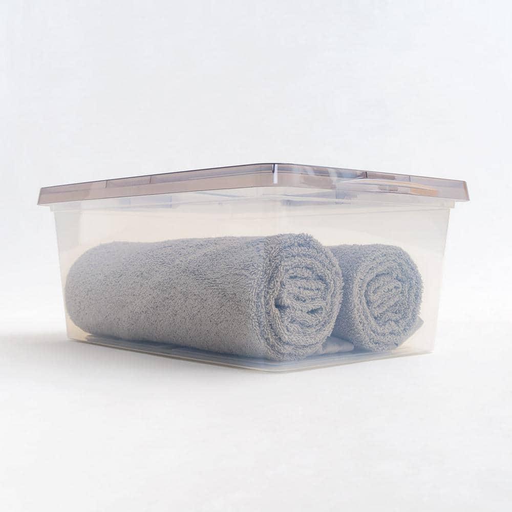 IRIS 17qt 8pk Snap Top Plastic Storage Bin: Stackable, Transparent, Portable, Nesting Utility Totes with Lids