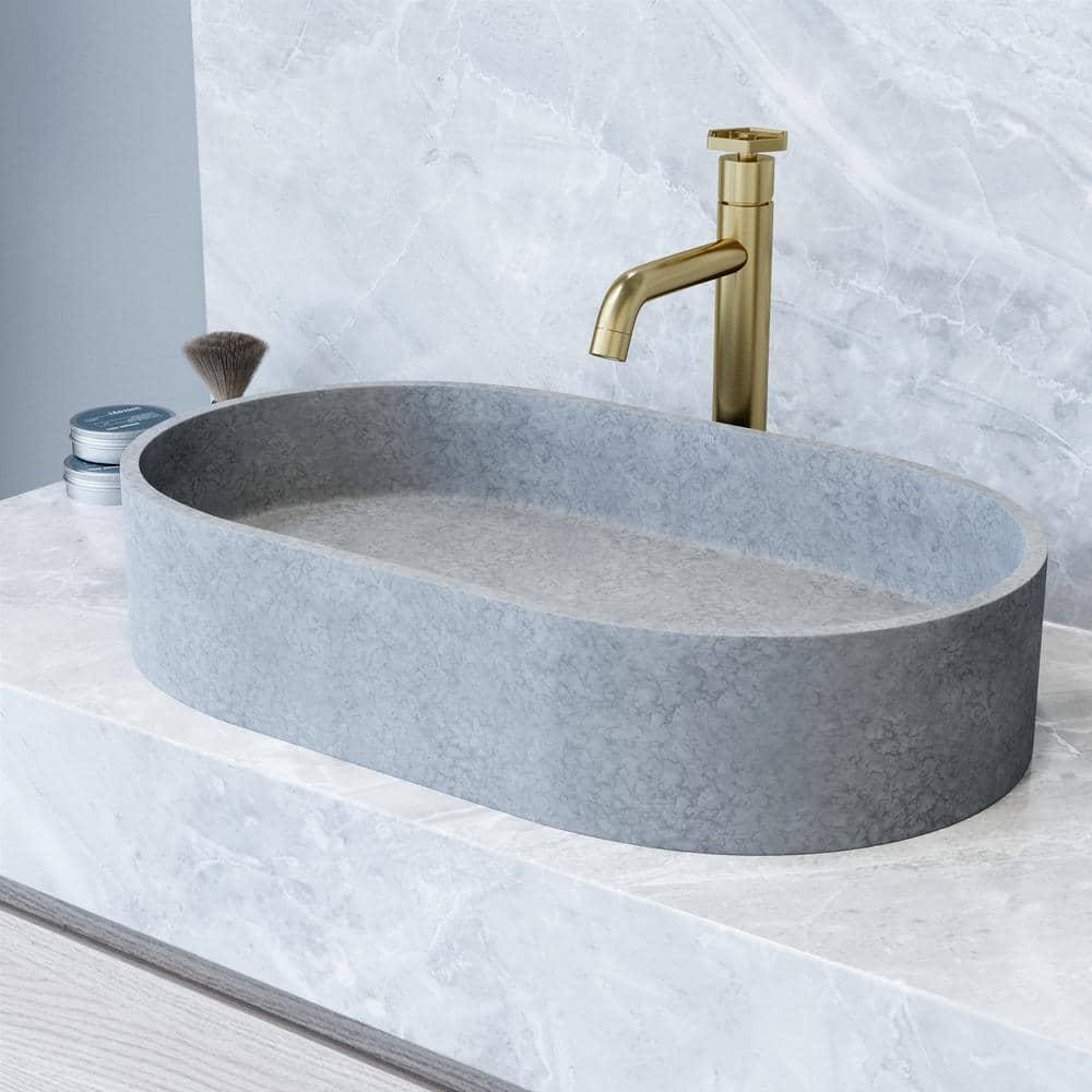 Sagrada Gothic 24" L x 14" W x 5" H Gray Handmade Oval Vessel Bathroom Sink