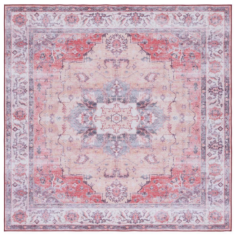 Tucson TSN163 Power Loomed Machine Washable Area Rug - Rust/Beige - 6'x6' - Safavieh.