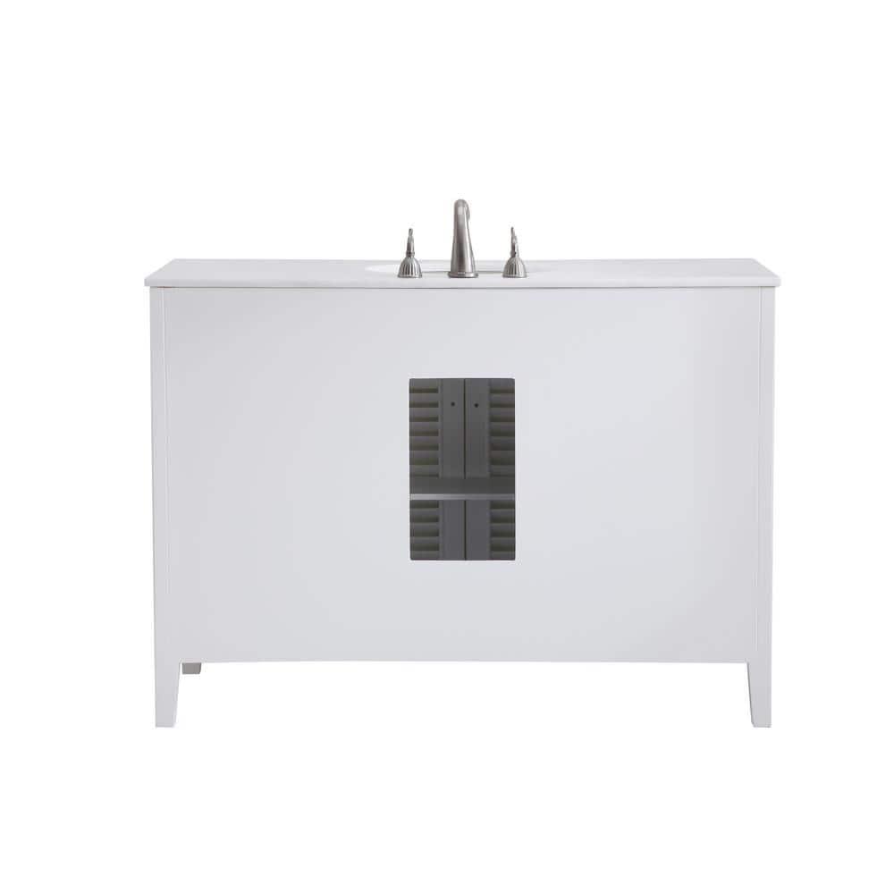 48 in. Single Bathroom Vanity with Ivory White Engineered Marble, White