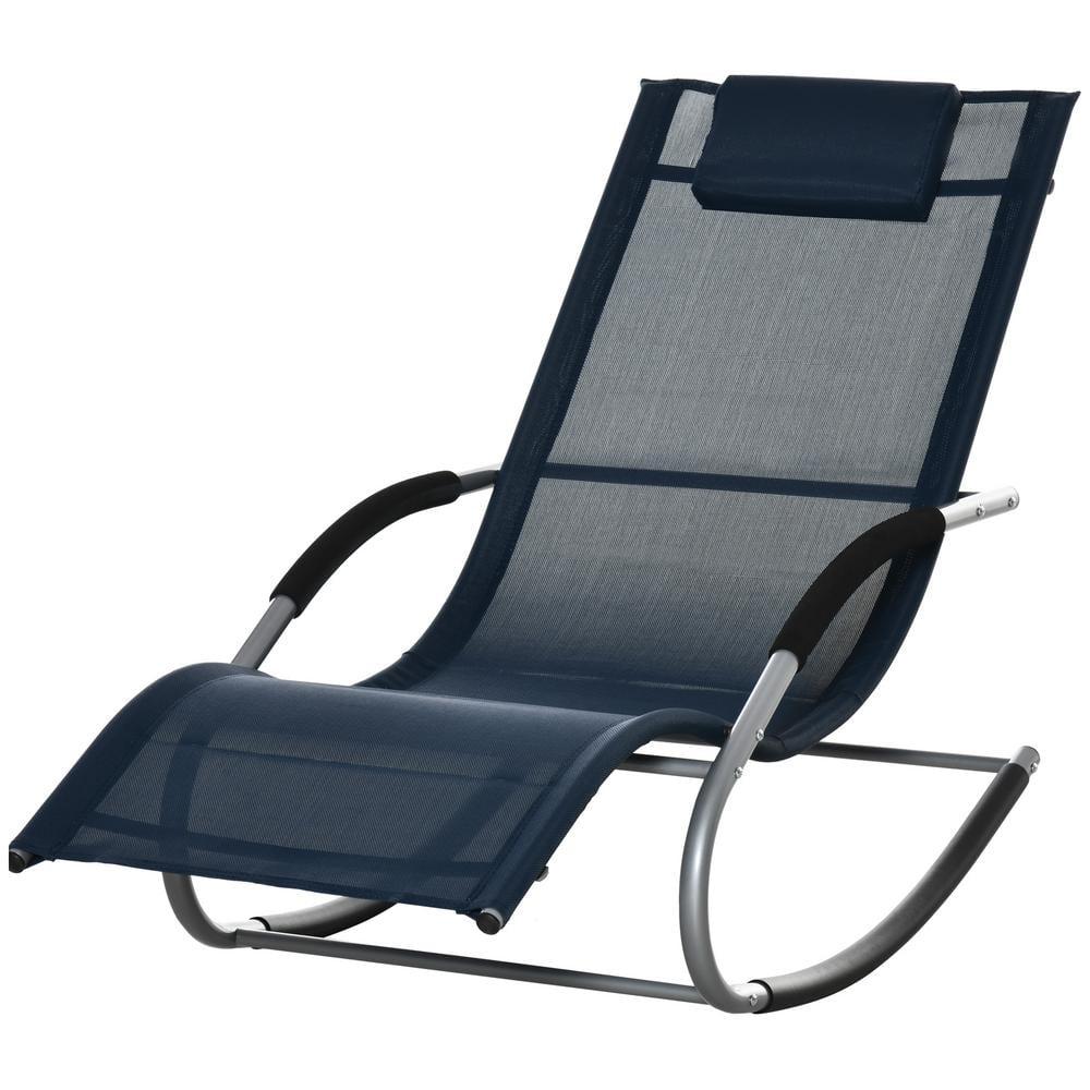 Wrought Studio™ Zero Gravity Rocking Chair, Outdoor Chaise Lounge Chair, Recliner Rocker With Detachable Pillow, Pool Lounge Chair