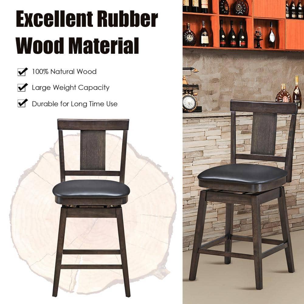 1PC\2PCS\3PCS\4PCS Swivel Bar Stool 24 inch Upholstered Counter Height Bar Chair W/Rubber Wood Legs