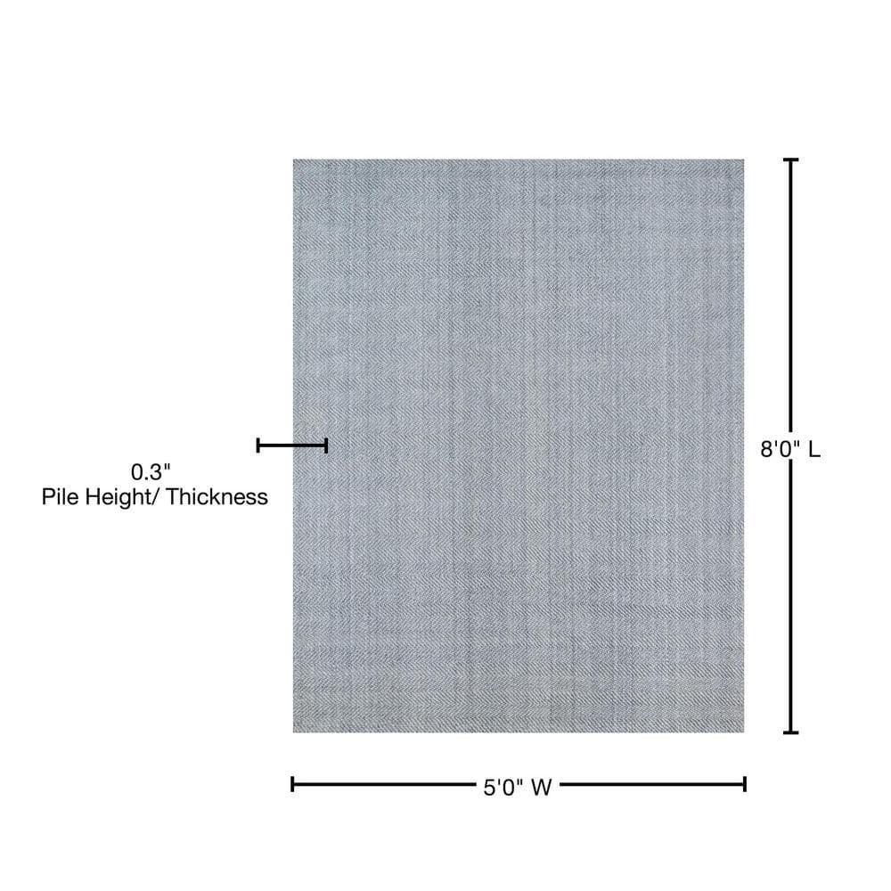 Erin Gates By Momeni 5'x8' Solid Woven Area Rug Gray: Modern Handmade Low Pile Polyester Rectangle Rug
