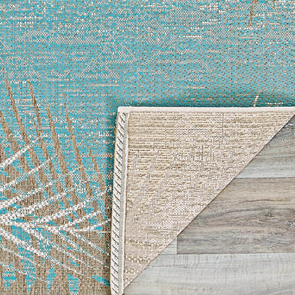 Couristan 5.25' x 7.5' Monaco Tropical Palms Indoor/Outdoor Area Rug Aqua