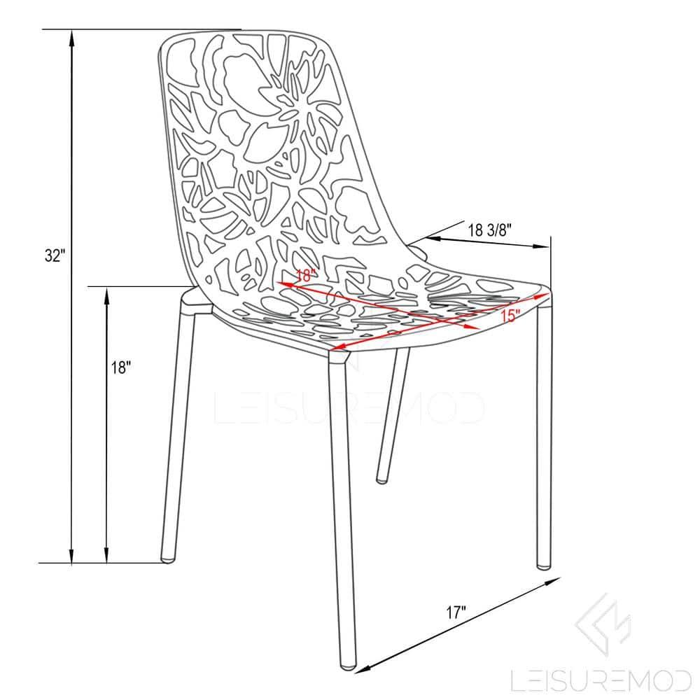 LeisureMod Devon Modern Aluminum Outdoor Stackable Dining Chair, Brown