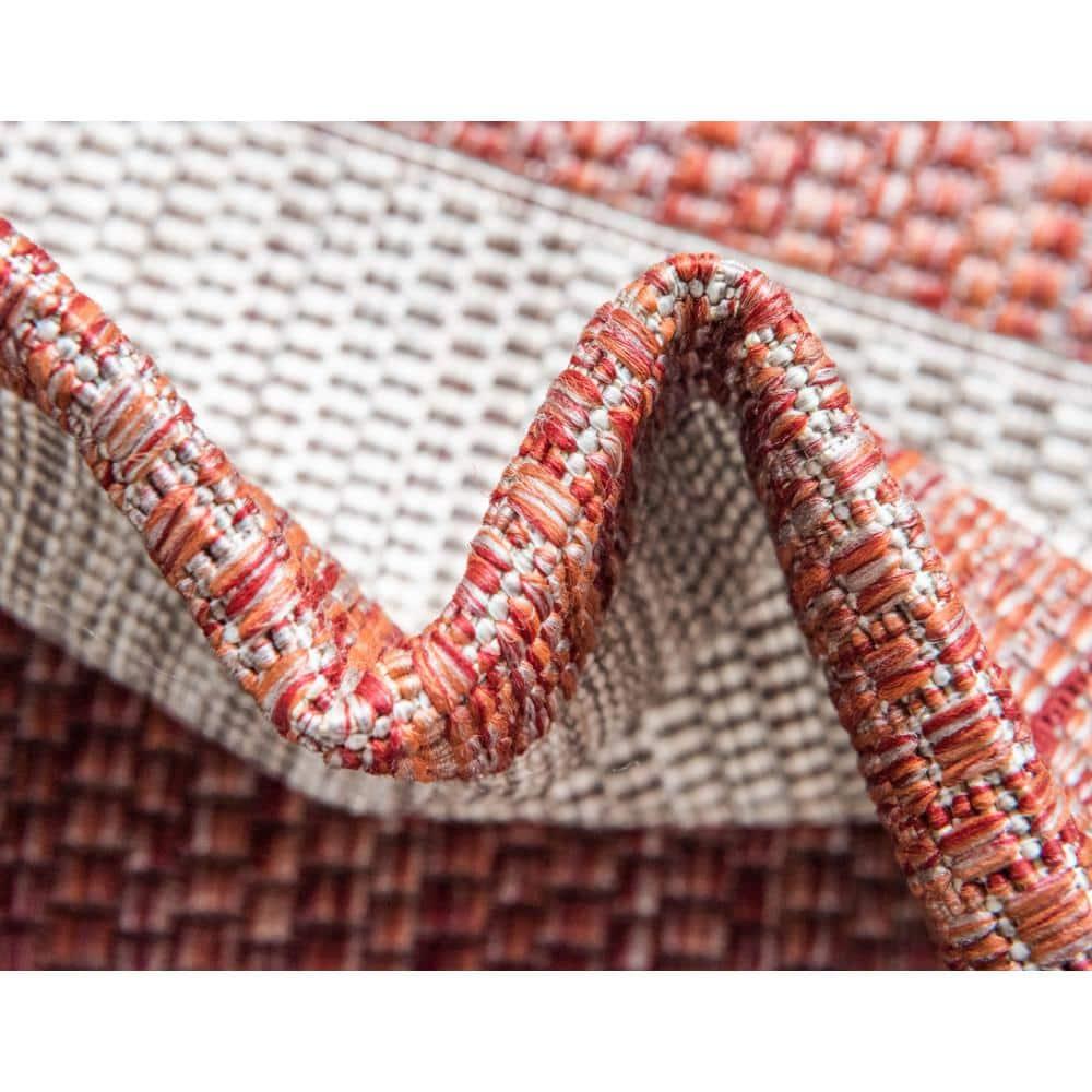 Unique Loom 4' 1 x 6' 1 Rectangle Indoor/Outdoor Striped Rust Red Area Rug