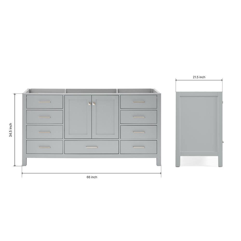 Ariel A067s-Bc Cambridge 66" Single Free Standing Vanity Cabinet Only - Grey