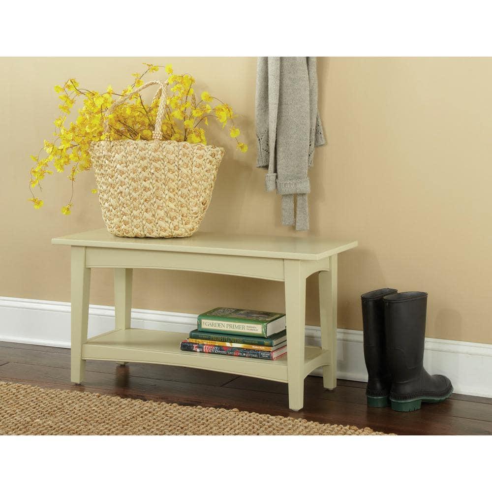 Shaker Cottage Bench with Shelf Sand - Alaterre Furniture: Hardwood Entryway Storage, Unupholstered Hallway Seat