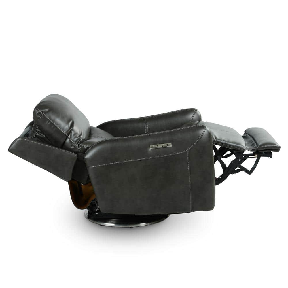Athens Charcoal upholstered Swivel Power Recliner - Steve Silver Co.
