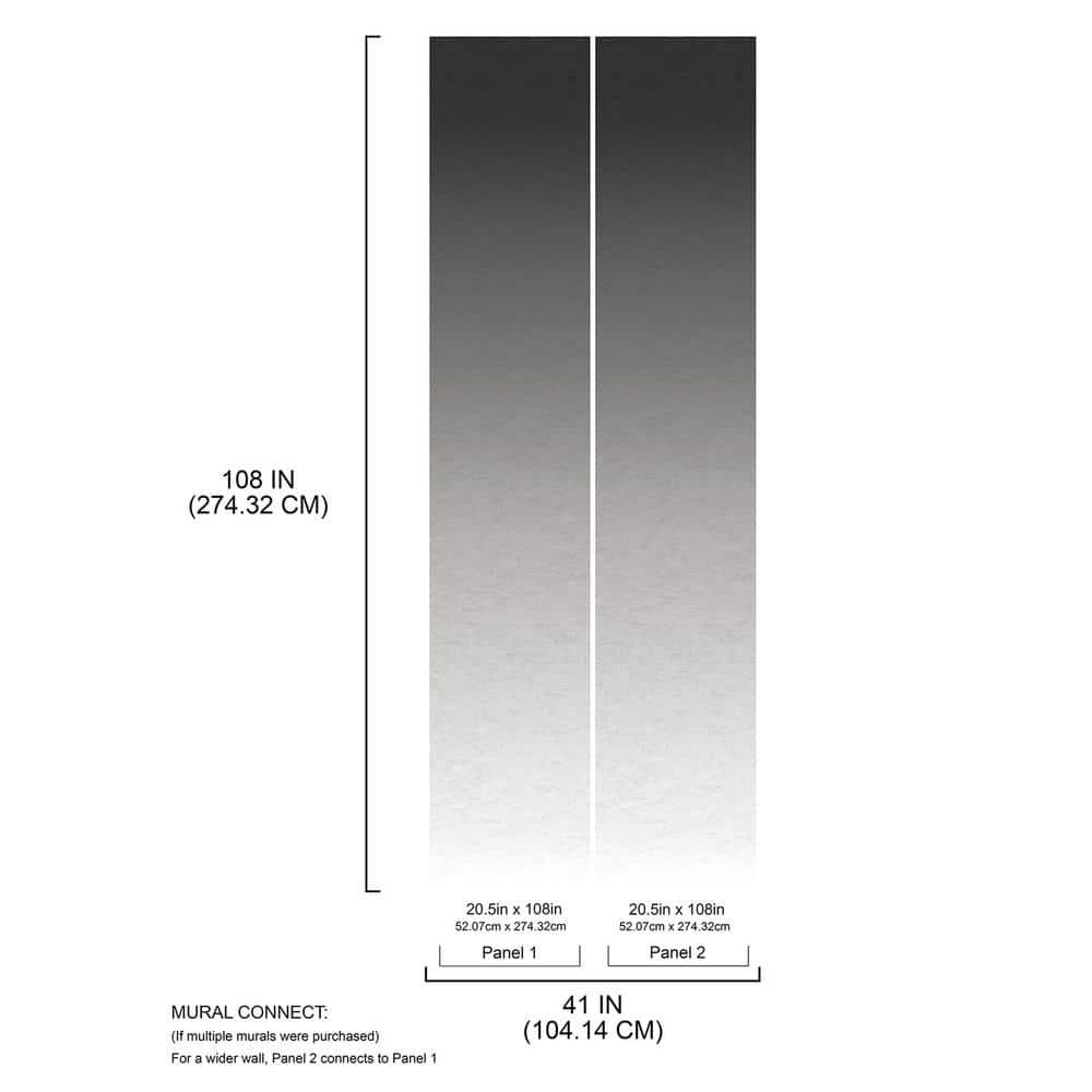 RoomMates Aura Ombre Peel and Stick Wallpaper Mural Charcoal: Self-Adhesive Vinyl, Abstract Design, 15.4 Sq Ft Coverage