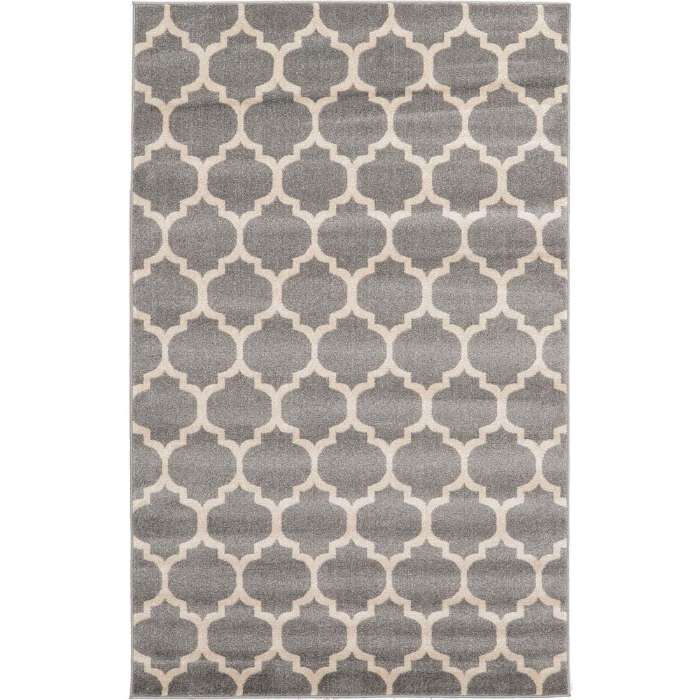 Unique Loom 5' 1 x 8' 0 Trellis Philadelphia Dark Gray Area Rug