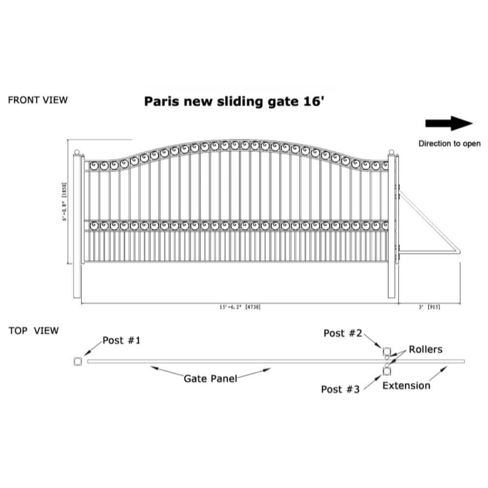 ALEKO ALEKO® Paris Style Single Slide Steel Driveway Gate with AC1400 Gate Opener