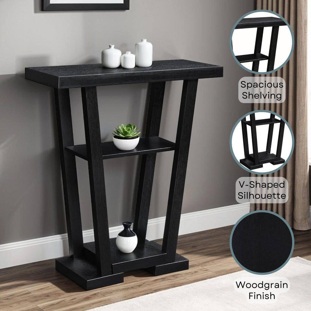 Convenience Concepts Newport V Console with Shelves, Black