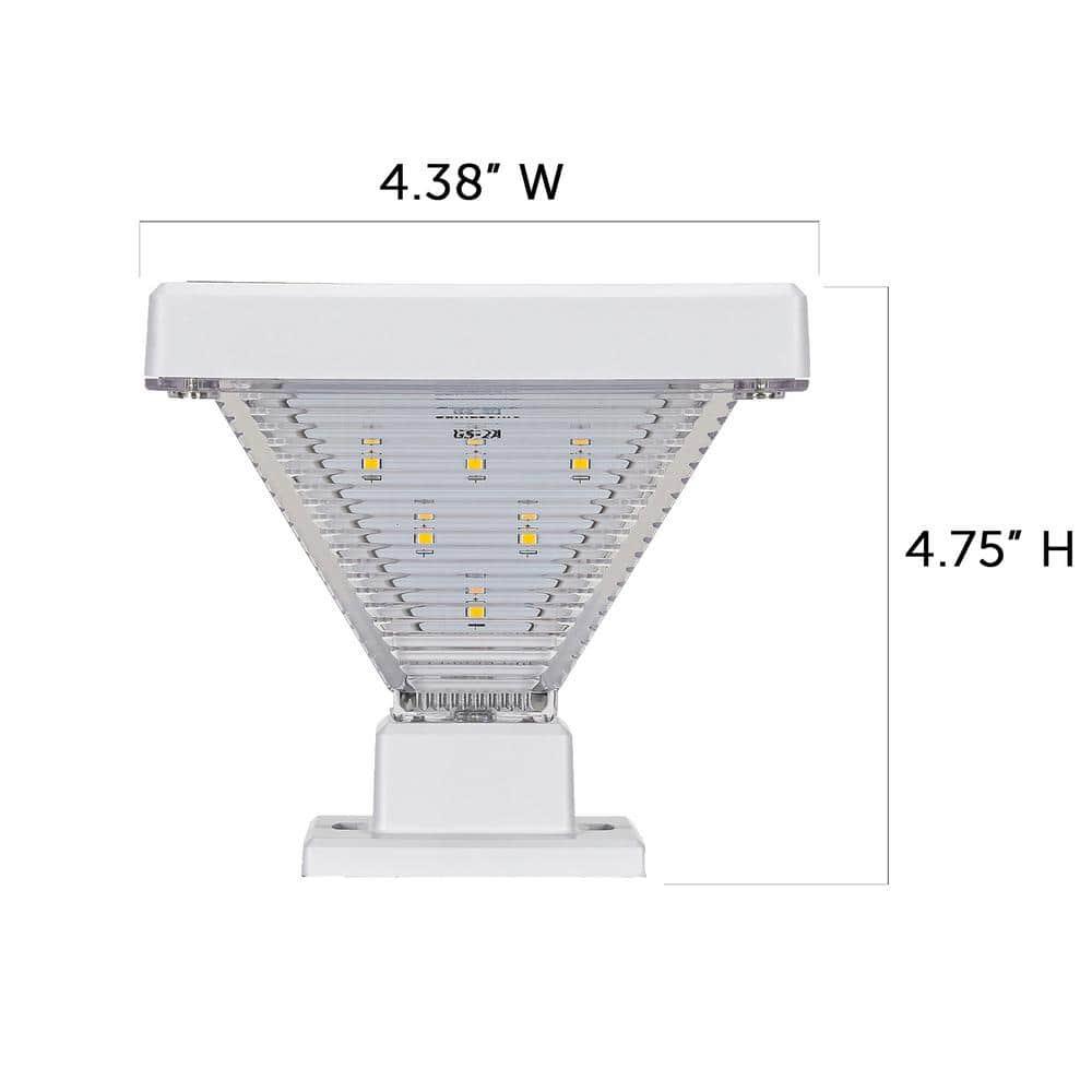 Gama Sonic Luxor Black 4x4 and 5x5 Solar LED Deck Post Cap Light with Warm White and Hi/Lo Mode for Backyard and Wood Fence(2-Pack) (Set of 2)