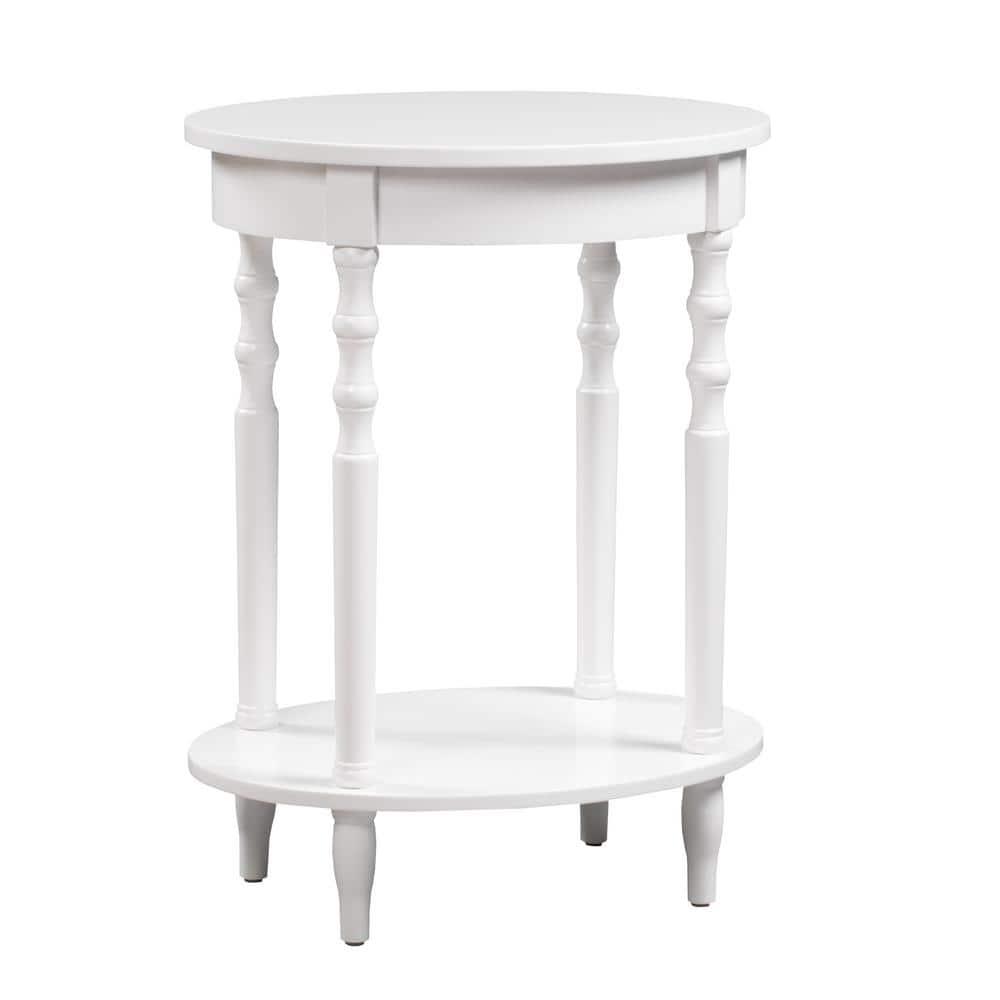 Classic Brandi White Oval End Table with Shelf