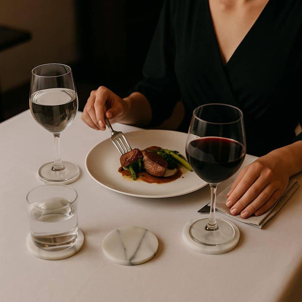 Mercer41 Raniyha Marble Round Coaster 4-Pack