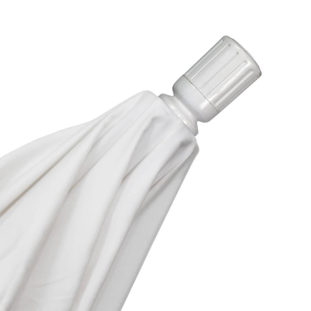 California Umbrella 9' Round Aluminum Patio Umbrella, Crank Lift, Collar Tilt, White Pole, Natural