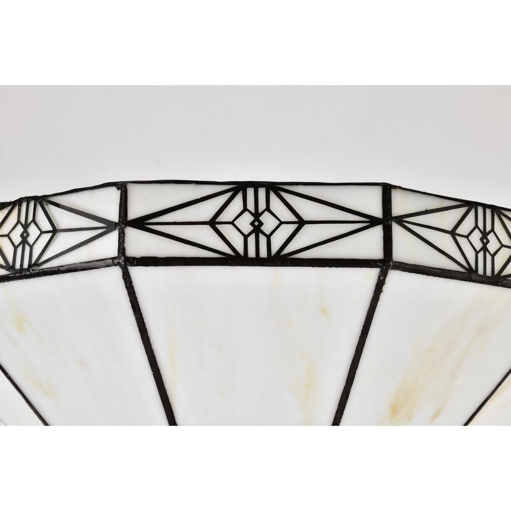 Tiffany-style Mission-style White Torchiere Floor Lamp with Durable White Zinc Construction