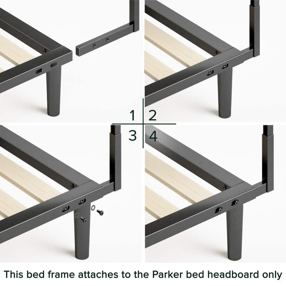 Zinus King Parker Platform Bed Frame with Tapered Legs Black: Steel Construction, No Box Spring Needed, 5-Year Warranty