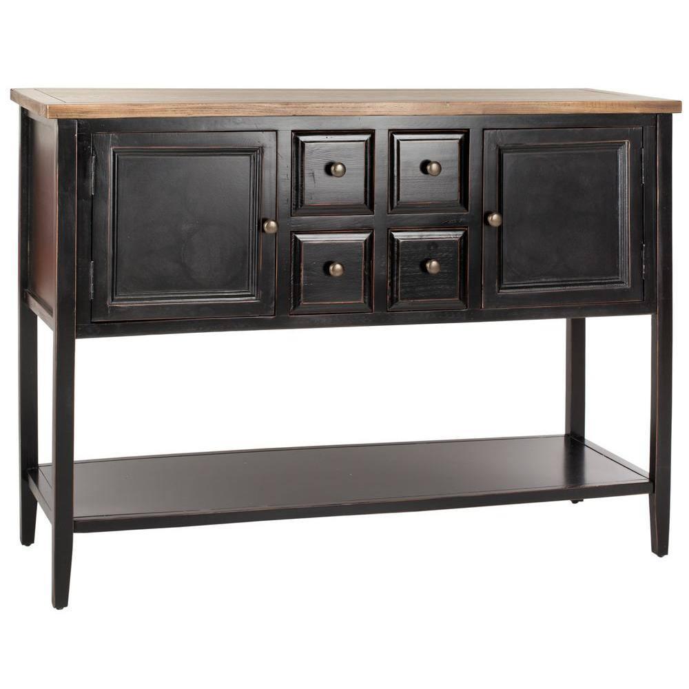 Charlotte Sideboard - Black/Oak Top - Safavieh.
