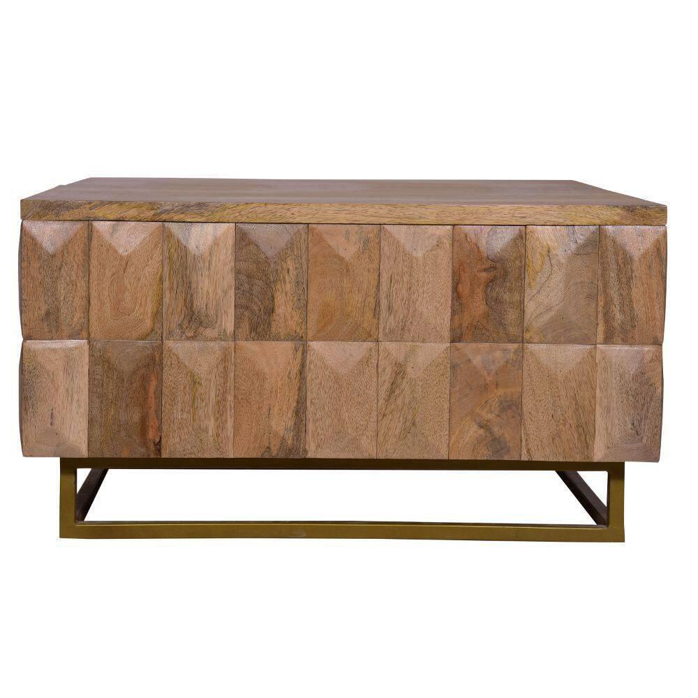 The Urban Port 33" Lift Top Storage Trunk Coffee Table Square Mango Wood Natural Brown
