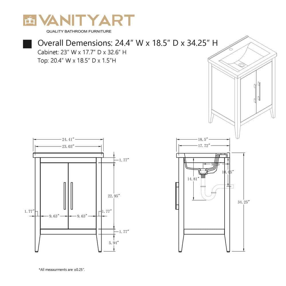 24" Single Bathroom Vanity Set