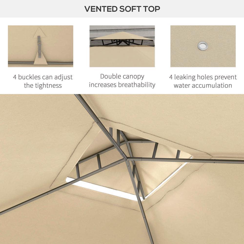 DEBLIT 9.6' x 11.6' Patio Gazebo with 2-Tier Roof and Netting, Steel Outdoor Canopy Gazebo for Garden, Lawn and Backyard, Taupe