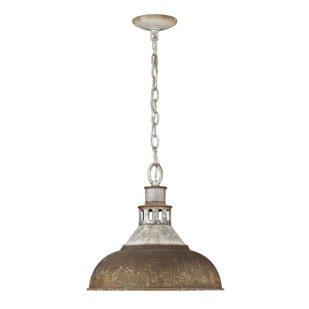 Golden Lighting Kinsley 1-Light Pendant in Aged Galvanized Steel with Antique Rust