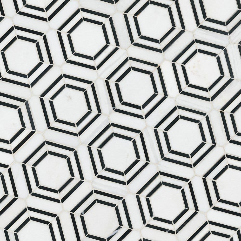 Bianco Dolomite 11" x 13" Polished Marble Mesh-Mounted Mosaic Sheet Tile