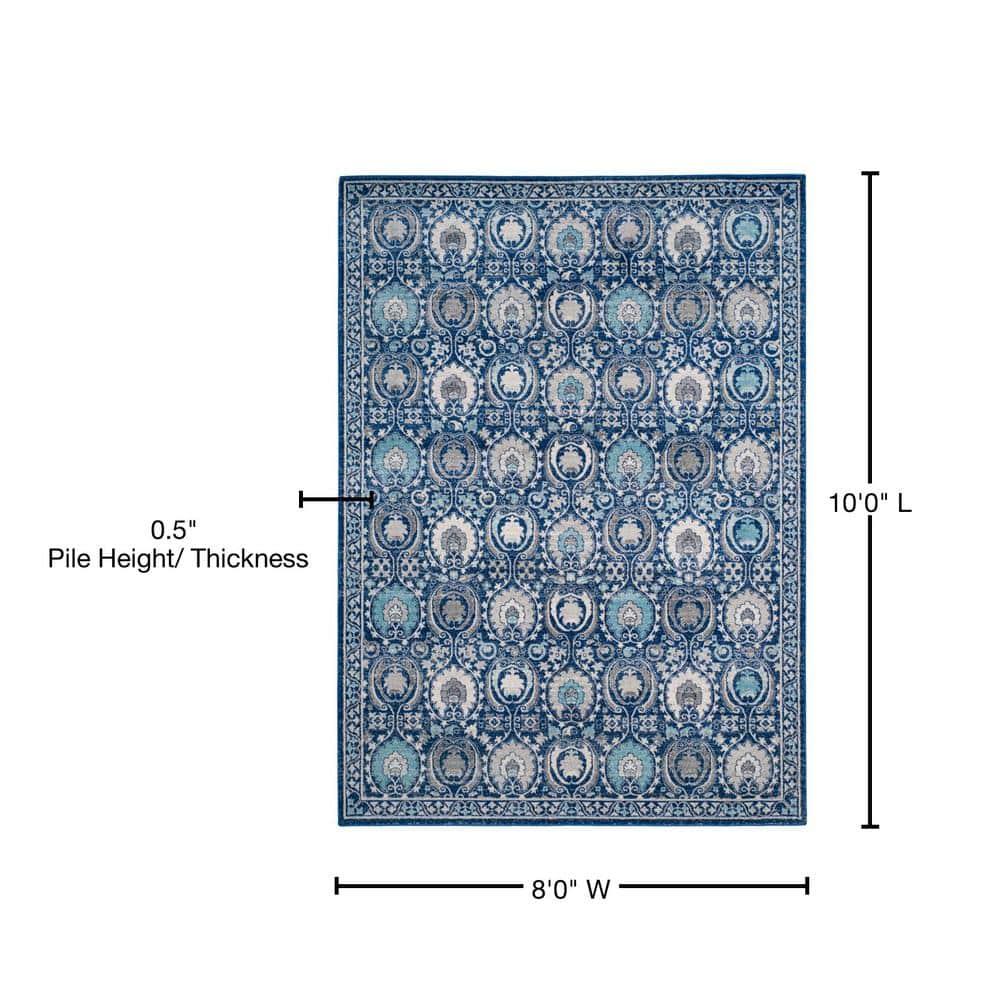 Evoke EVK251 Power Loomed Area Rug - Blue/Ivory - 8'x10' - Safavieh.