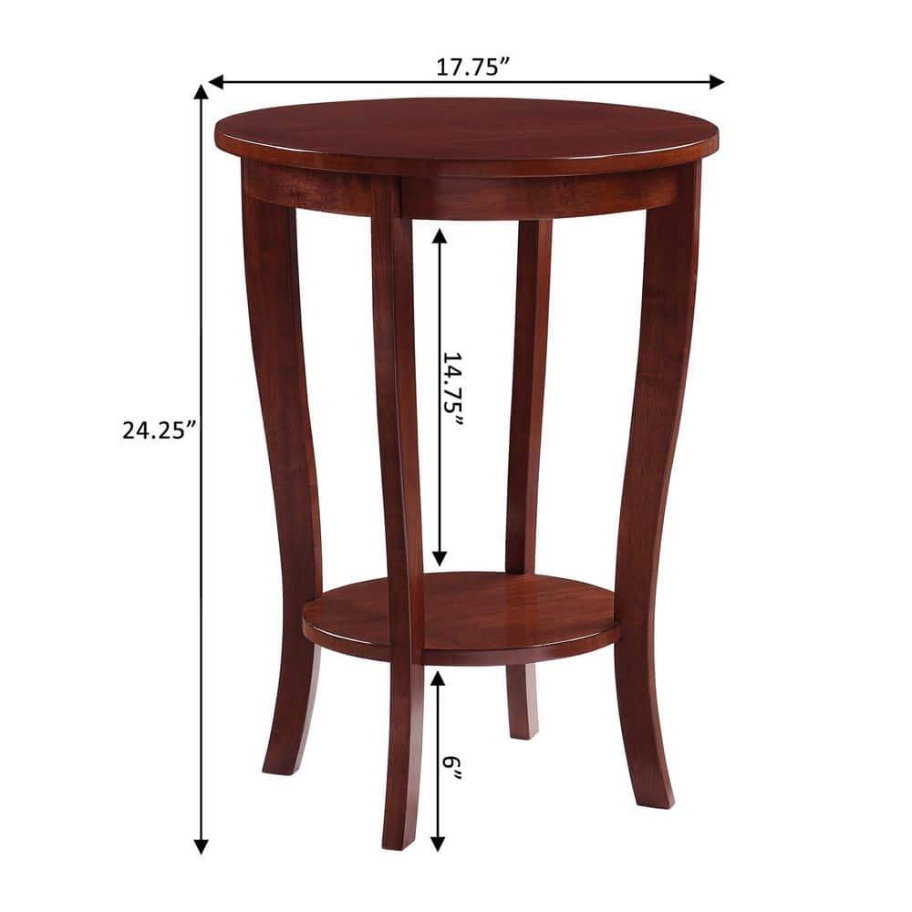 Elegant Mahogany Round End Table with Lower Shelf, 18"