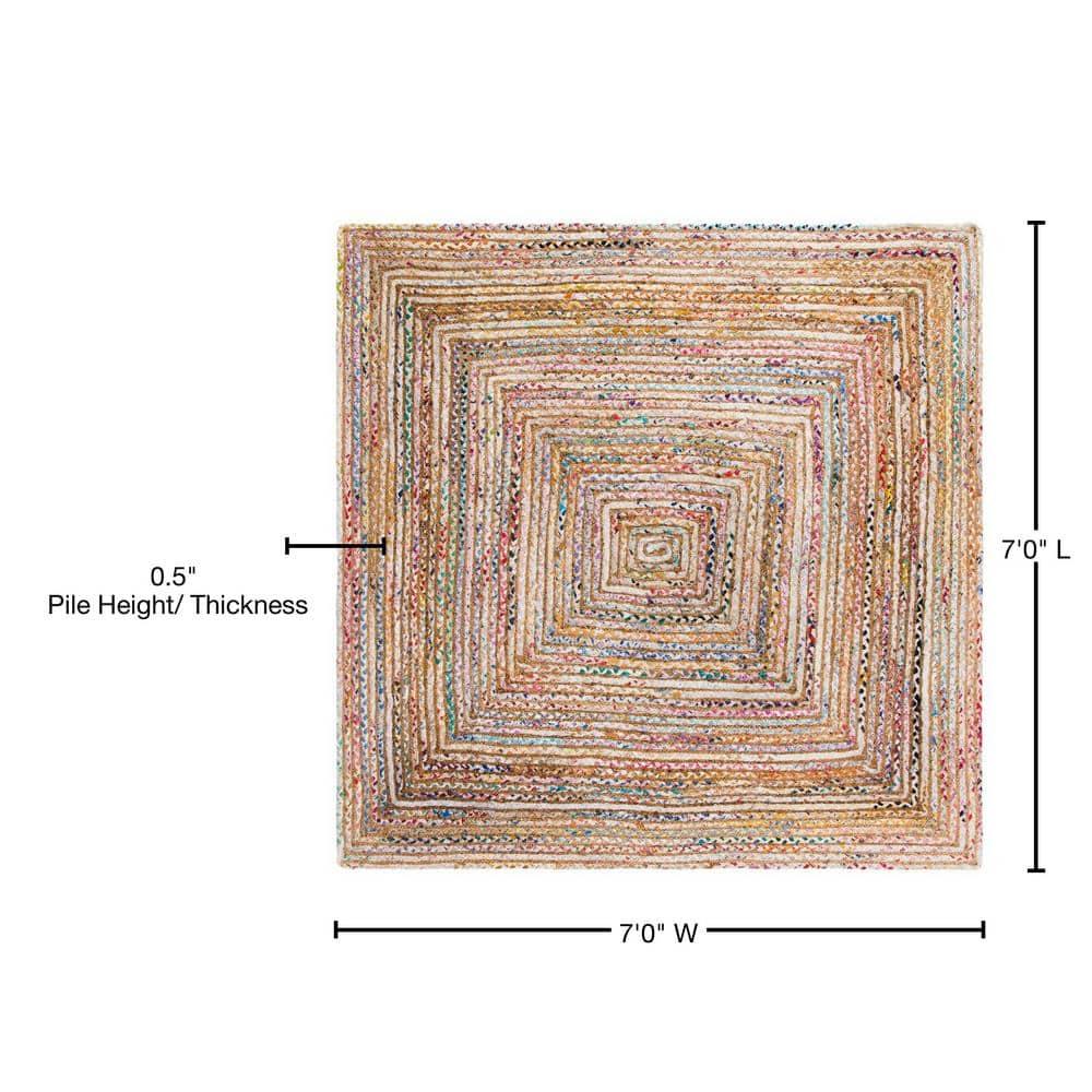 Cape Cod CAP202 Woven Indoor Area Rug - Beige/Multi - 7'x7' - Safavieh